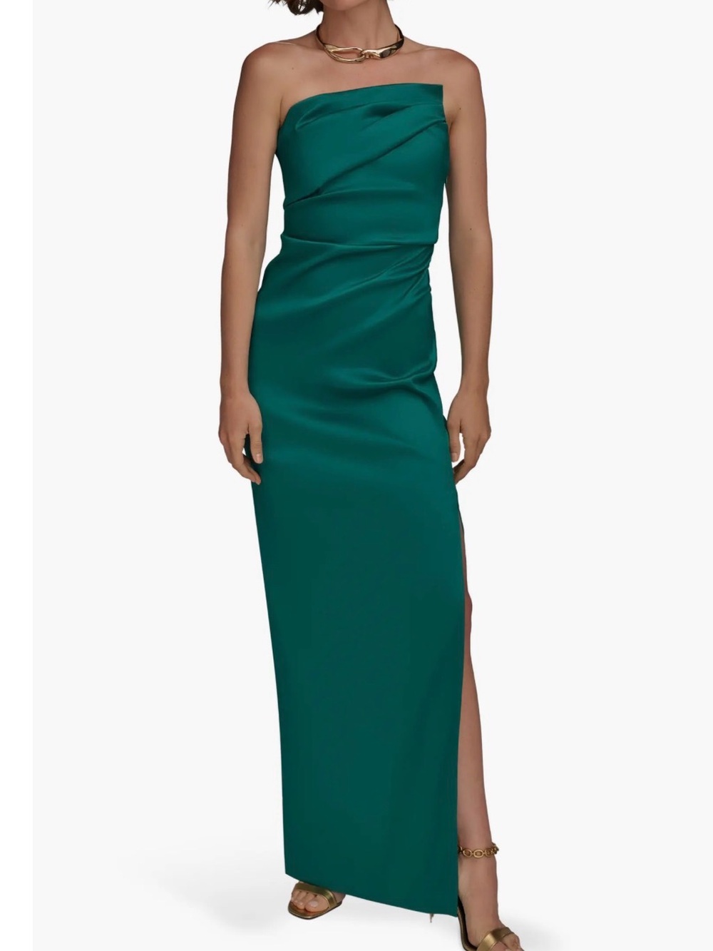 Donna Karan Strapless Teal Evening Gown